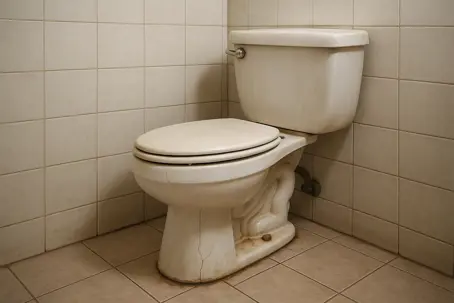 An old, white toilet