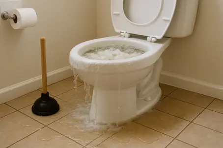 Toilet overflowing